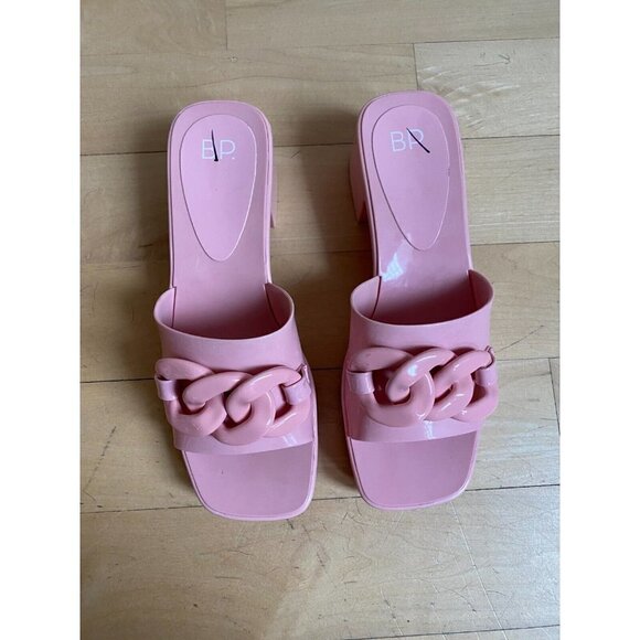 BP jollie jelly Women's pink open toe block heel sz 8 platform - Picture 2 of 8